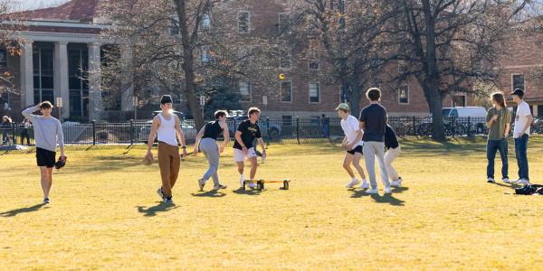 students playing a game on Norlin Quad