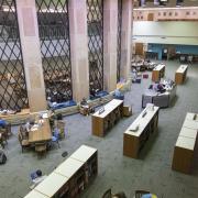 Students studying inside Norlin Library