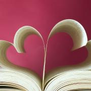 Book pages shaped into hearts