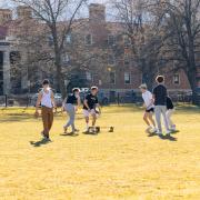 students playing a game on Norlin Quad